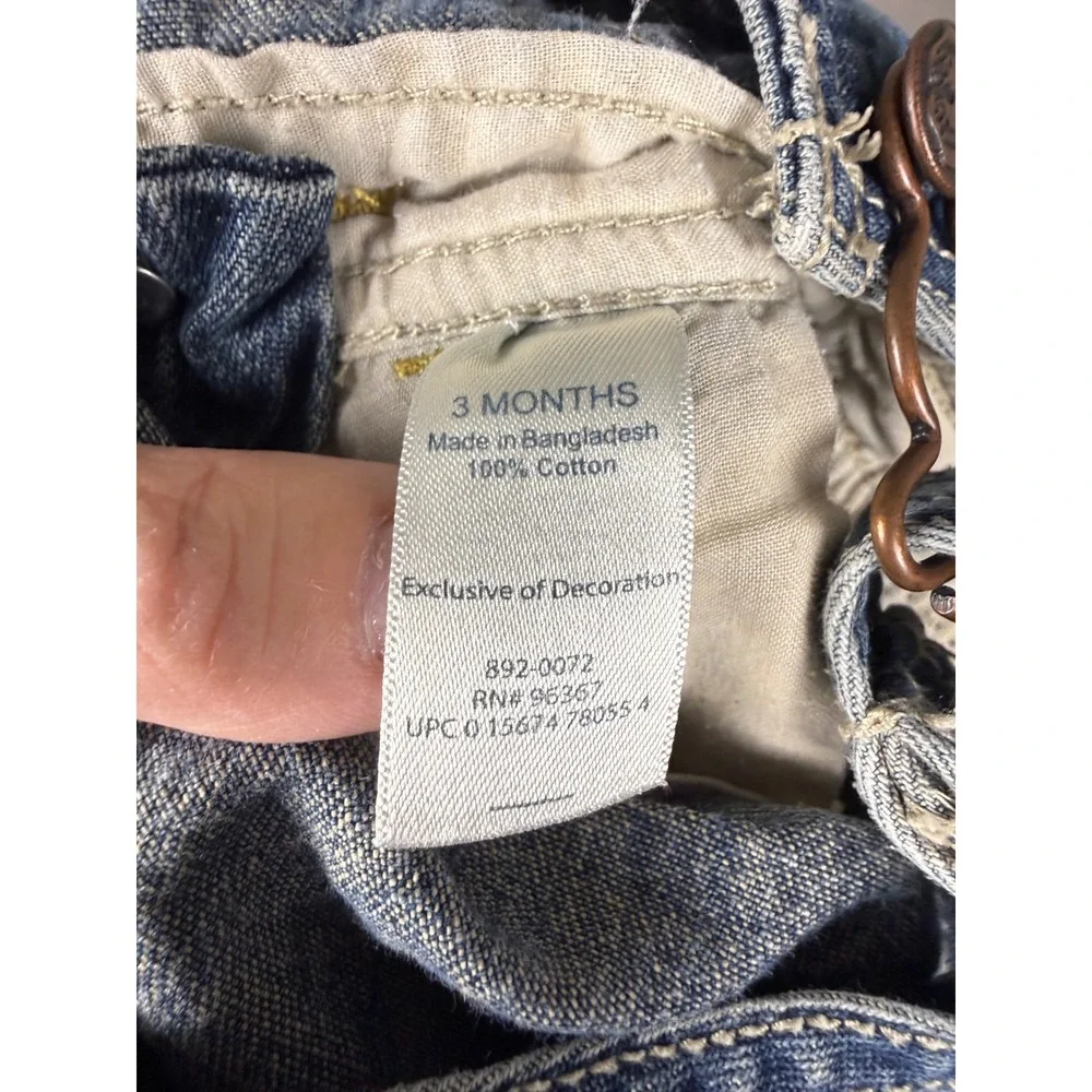 OshKosh B'gosh Overalls Kids 3 Months Blue Denim Carpenter Bibs 892-0072